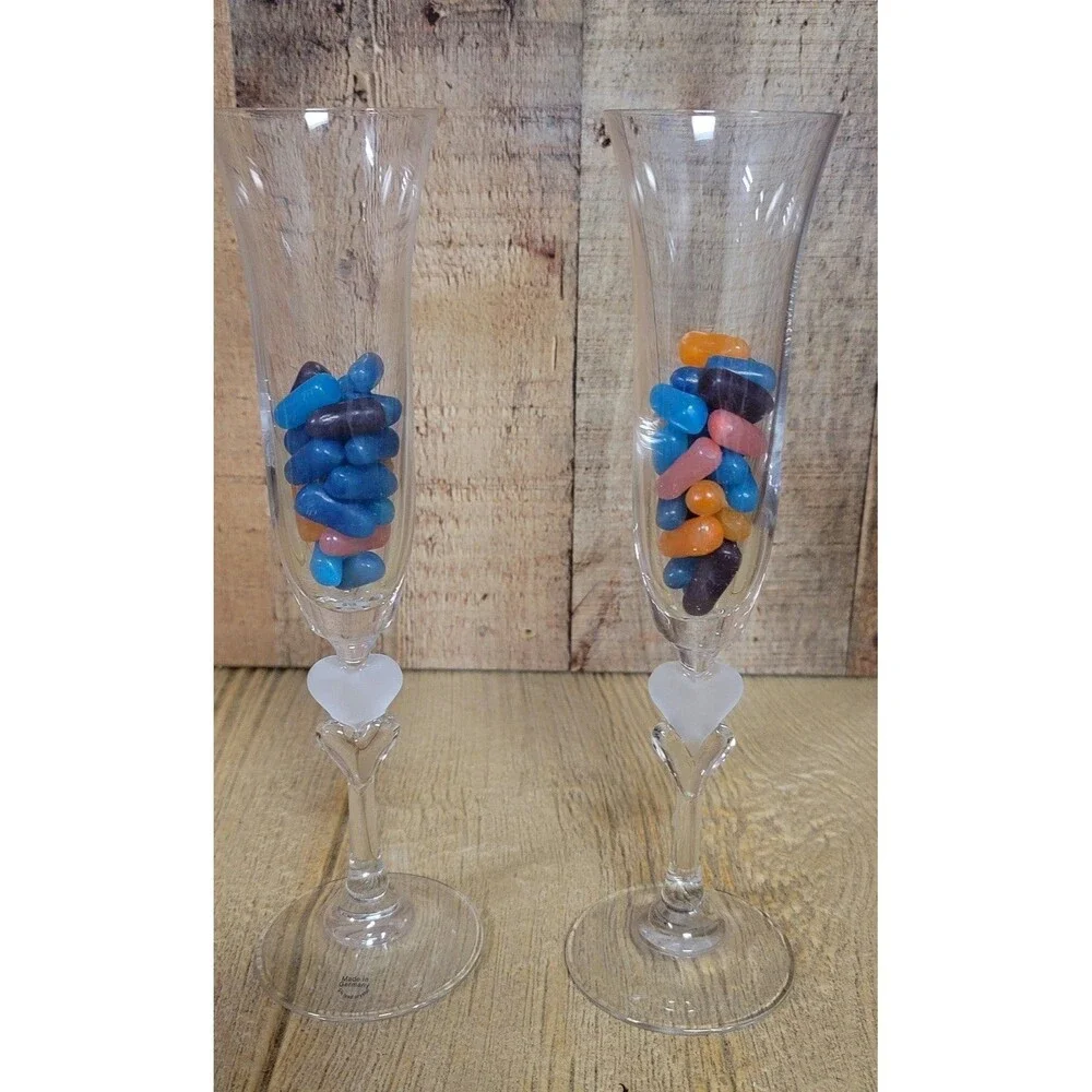 Gorham Double Heart Amore Collection. Pair of Celebration Flutes